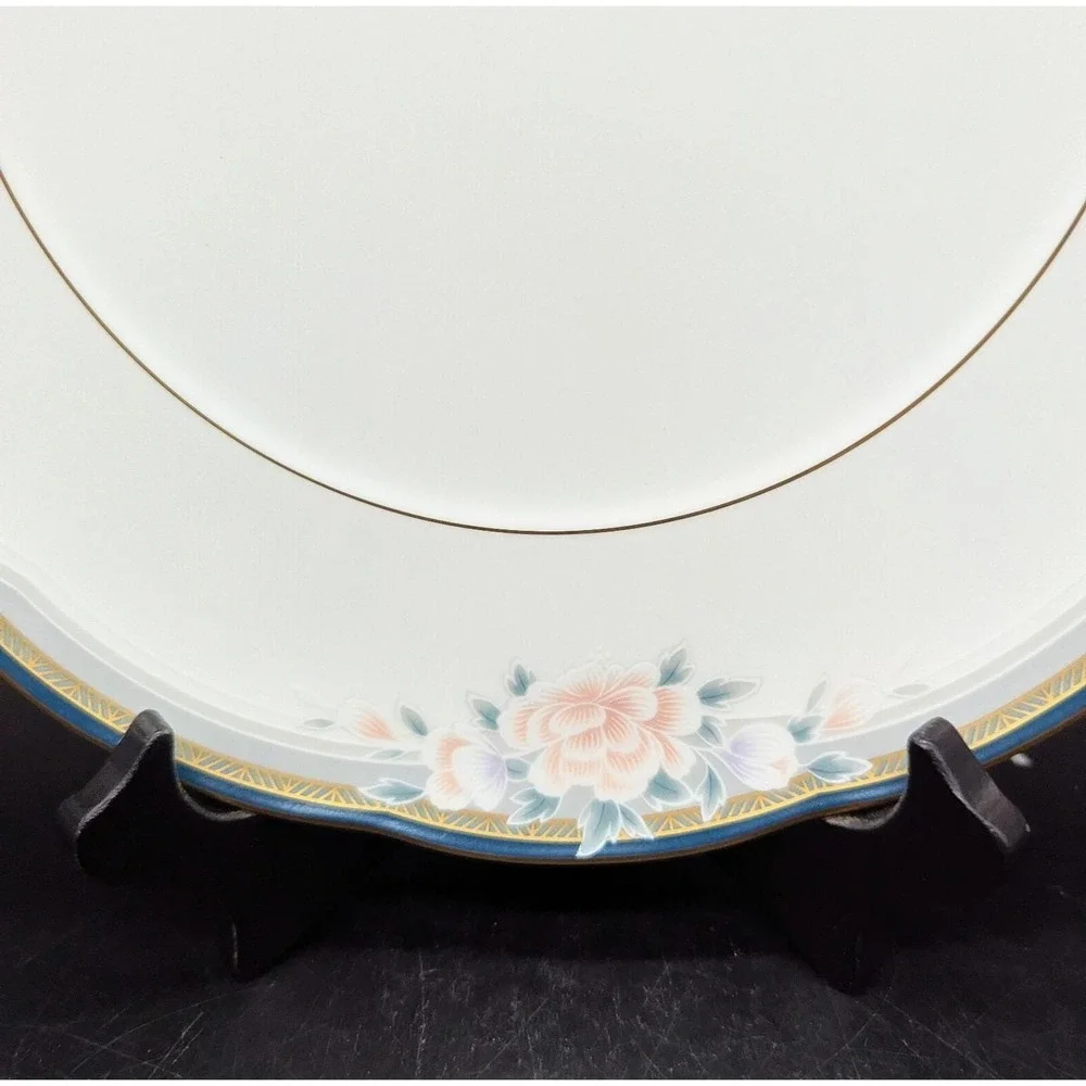 Set/4 Vintage Noritake  Bone China Carnegie Dinner Plate Scalloped Green Trim